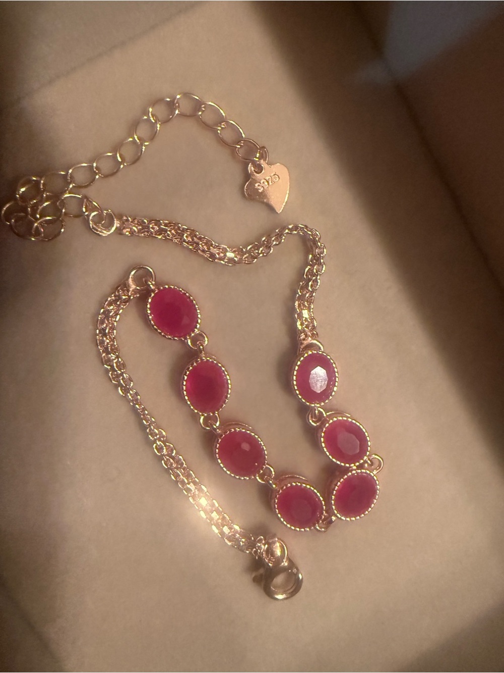 Sterling silver ruby ​​bracelet